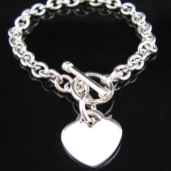 COPY - 7.5" .925 Sterling Silver Toggle Bracelet with Heart Charm - Picture 1 of 1